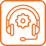 Image of an icon with a headset and a cog for CRI's claims management.